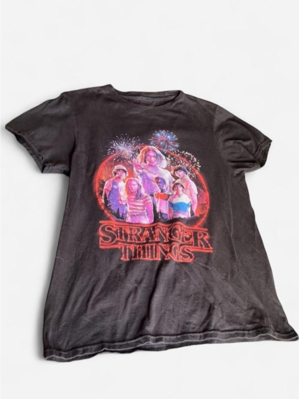 Black Stranger Things Graphic Short Sleeve Tee